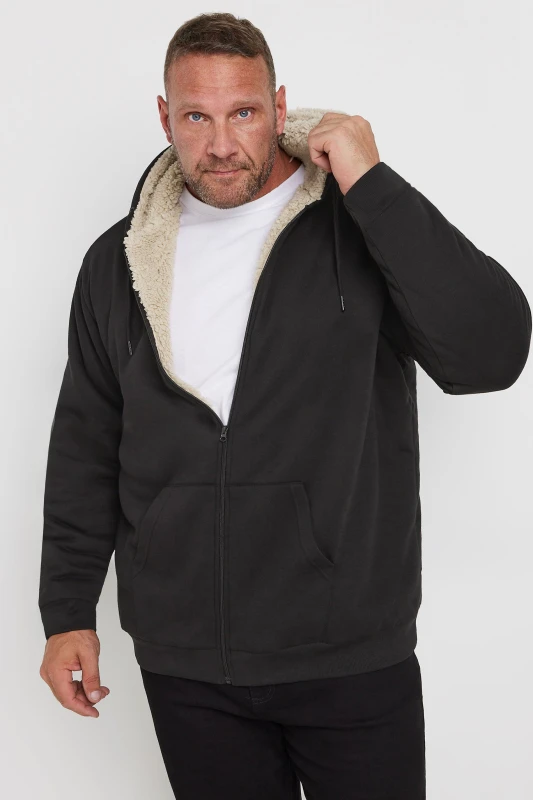 Image of BadRhino BadRhino Men Borg Zip Through Hoodie in Black Size: 2X-large Black XXL Male 5063111786244