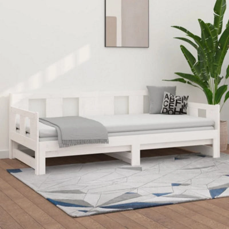 Image of Vidaxl Pull-Out Day Bed Without Mattress White 2X(90X190) Cm