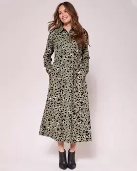 Image of Cotton Traders Womens Must-Have Print Maxi Shirt Dress in Green