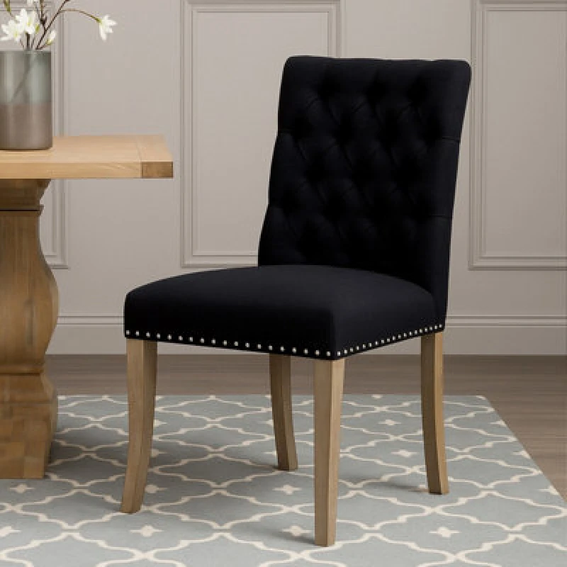 Image of Premier Housewares Linen Dining Chair Black