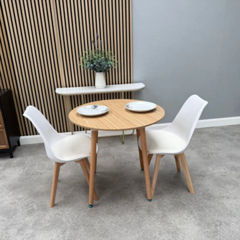 Image of Life Interiors Life Interiors 'Round Lorenzo' Dining Set with a Table and Chairs Set of 2 in White White One Size Unisex 5060926382531
