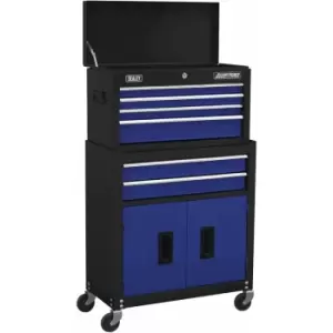 Image of Topchest & Rollcab Combination 6 Drawer with Ball-bearing Slides - Blue