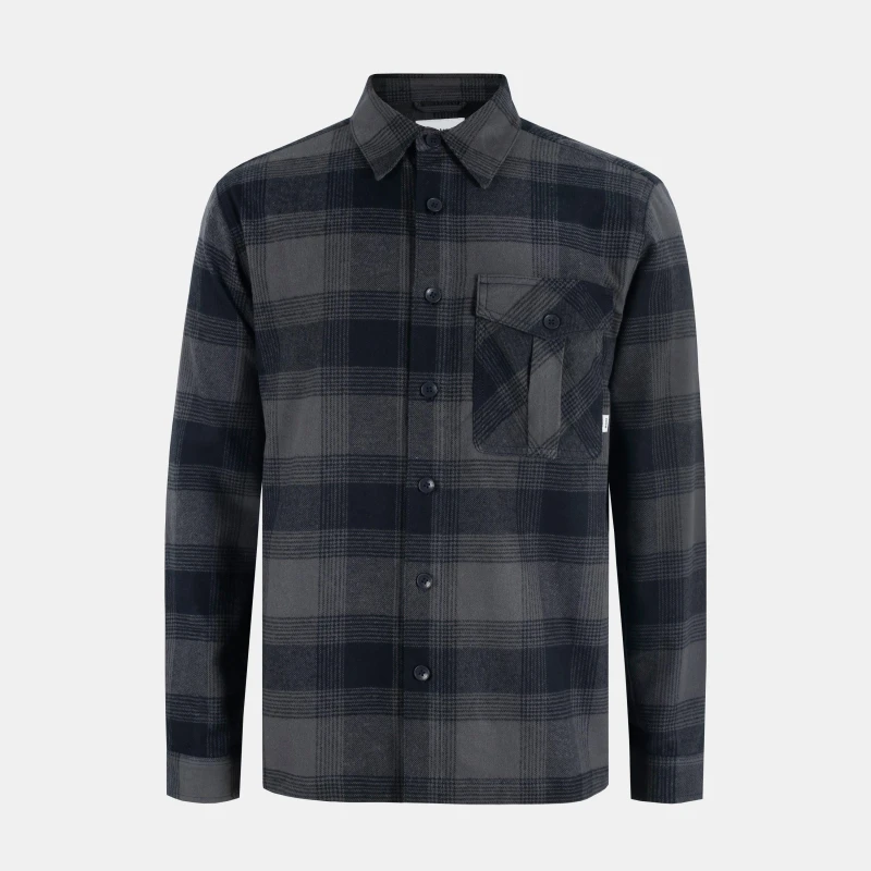 Image of Firetrap Mens Anthm Long-Sleeve Patterned Shirt Black male S