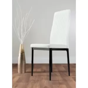 Image of 4x white Milan Dining Chairs (Black Leg) - White