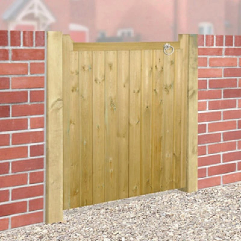 Image of Cannock Gates Drayton Square Top Low Single Gate - Pressure Treated Scandinavian Redwood - W750 X H950 mm