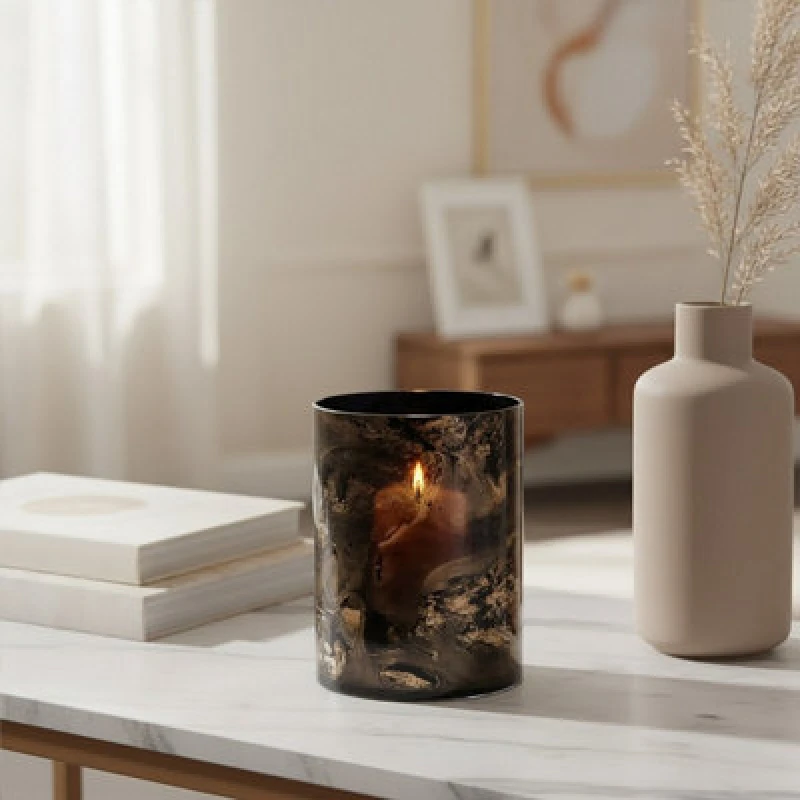 Image of Orsina Gaia Black And Gold Small Candle Holder
