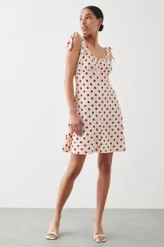 Image of Red Spot Button Through Mini Dress