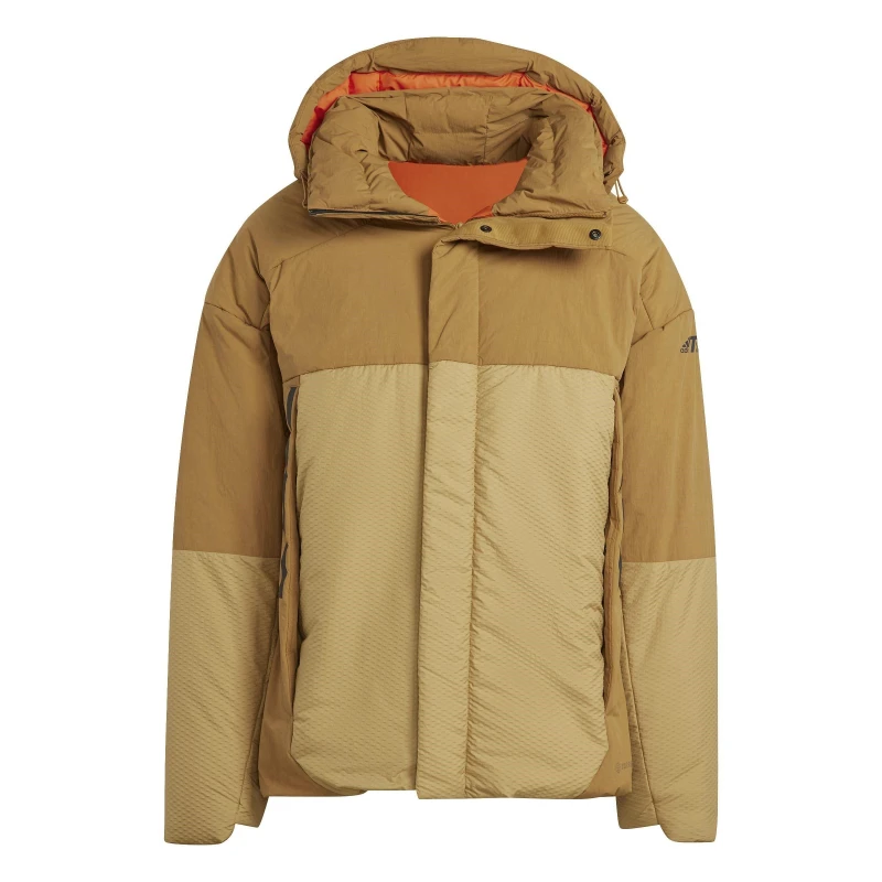 Image of adidas Mens Terrex Myshelter COLD.RDY Water Resistant Detachable Hood Down Jacket Mesa/Golden male XS