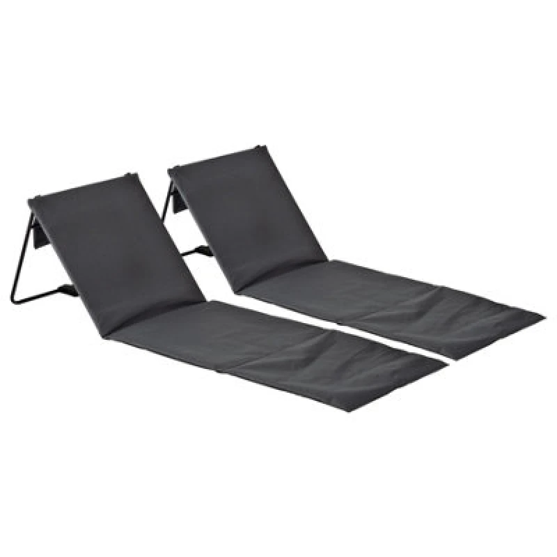 Image of Harbour Housewares Folding Beach Loungers - Grey - Pack Of 2