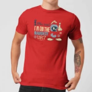 Image of Looney Tunes Martian Who Said Im On The Naughty List Mens Christmas T-Shirt - Red - S
