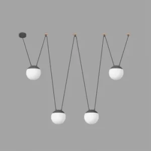 Image of Mine 4 Light Ceiling Pendant Wood, Dark Grey, E27