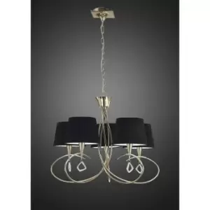 Image of Diyas - Mara pendant lamp 5 bulbs E14, golden with Black lampshades