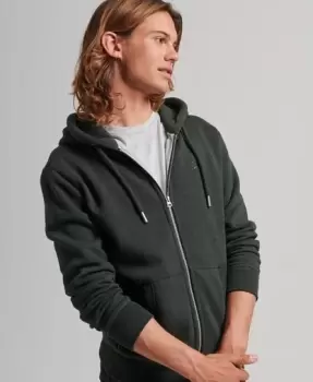 Image of Superdry Mens Organic Cotton Vintage Logo Embroidered Zip Hoodie Green / Dark Olive Marl - Size: XL