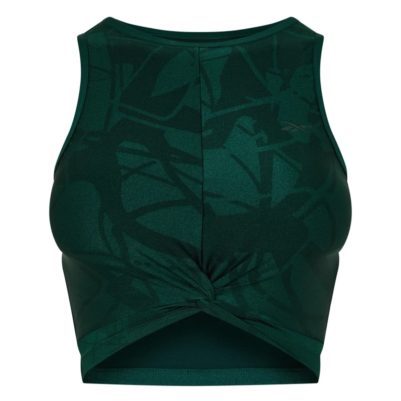 Image of Reebok Shiny Yoga Scribble Crop Tank Top Womens - Green Green 4