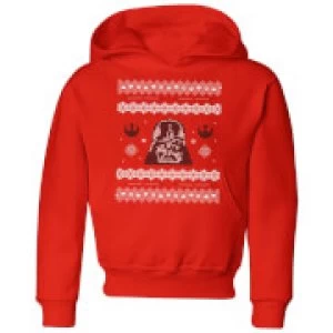 Image of Star Wars Darth Vader Knit Kids Christmas Hoodie - Red - 9-10 Years
