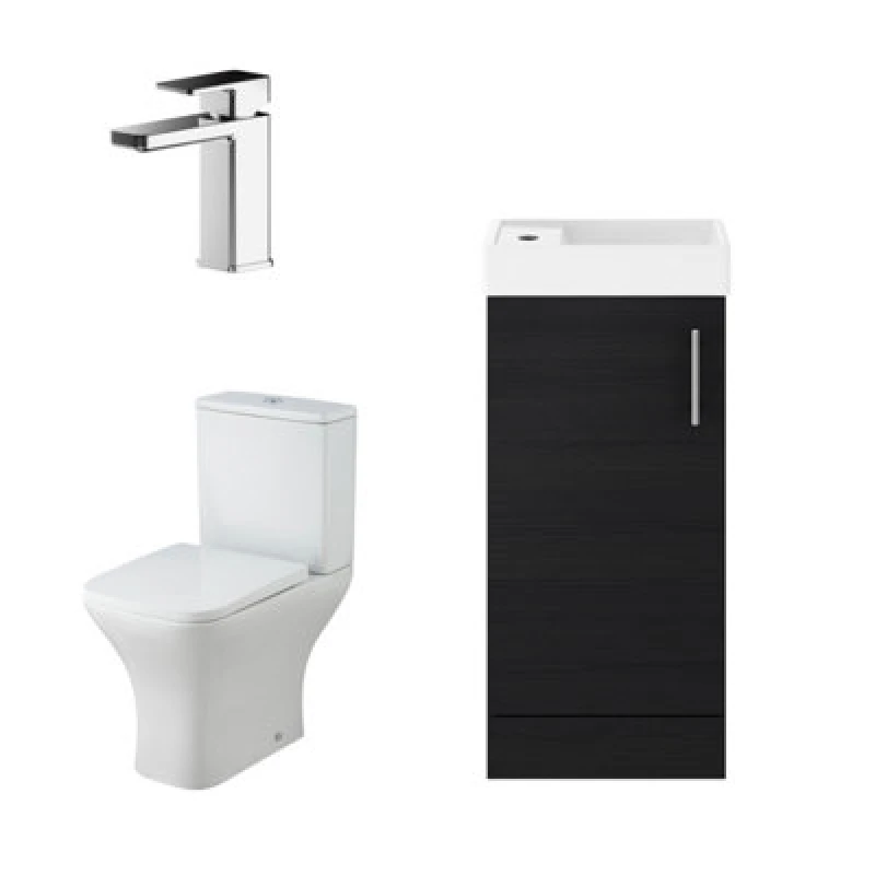 Image of Balterley Cloakroom Floor Standing Vanity Unit Tap and Toilet Charcoal Black Black