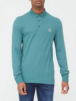 Image of Hugo Boss Passerby Long Sleeve Polo Shirt Open Green Size S Men