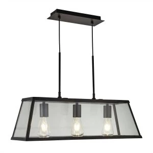 Image of 3 Light Ceiling Pendant Bar Black, Clear, E27