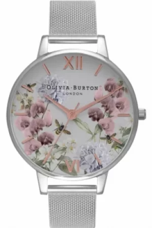 Image of Ladies Olivia Burton Parlour Floral Print Mesh Watch OB16PL34