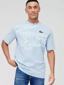 Image of Lacoste Large Croc Print T-Shirt - Light Blue