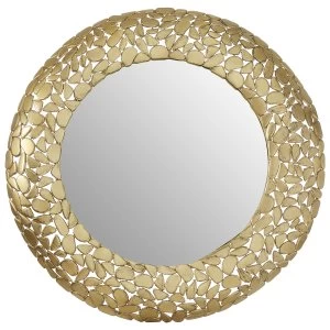 Image of Premier Housewares Templar Wall Mirror with Pebble Effect - Brass Finish