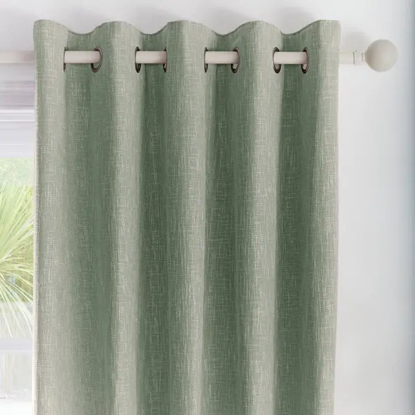 Image of Appletree Loft Boucle Woven Green Eyelet Curtains Green