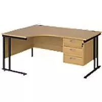 Image of Dams International Left Hand Ergonomic Desk MC16ELP3KO 1,600 x 1,200 x 725 x 800 - 990 mm