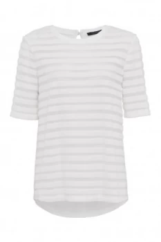 Image of French Connection Bernice Velvet Striped Jersey T shirt Winter White