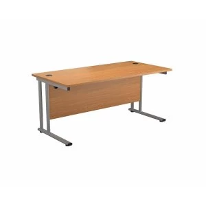 Image of TC Office Start Silver Cantilever Frame Desk 1200x800mm, Oak