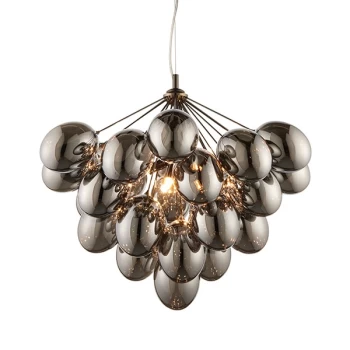 Image of Infinity Pendant Black Chrome Effect Plate & Smokey Mirror Effect Tinted Glass 6 Light Dimmable IP20 - G9
