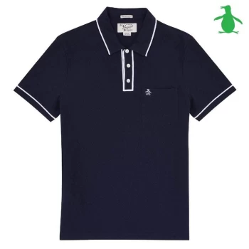 Image of Original Penguin Original Short Sleeve Tipped Polo Shirt - Blue