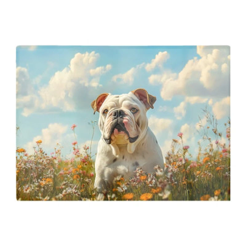 Image of Warren Reed Designer Bulldog Enjoying A Summer Meadow Chopping Board