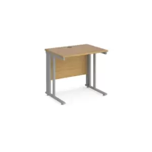 Image of Maestro 25 straight desk 800mm x 600mm - silver cable managed leg frame and oak top
