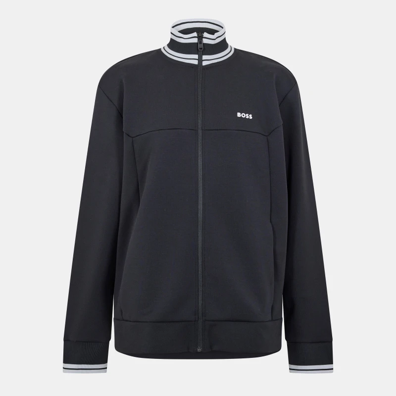 Image of Boss Mens Full Zipped Zone Short Sleeve Polo Shirt Black male S