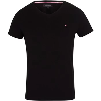 Image of Tommy Hilfiger Core Stretch Slim V-Neck T-Shirt mens T shirt in Black - Sizes UK S,UK XL
