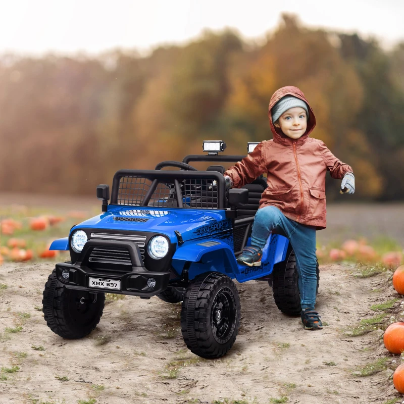 Image of AIYAPLAY Kids Ride On Car, 12V Electric Truck w/ Suspension - Blue 370-354V70BU