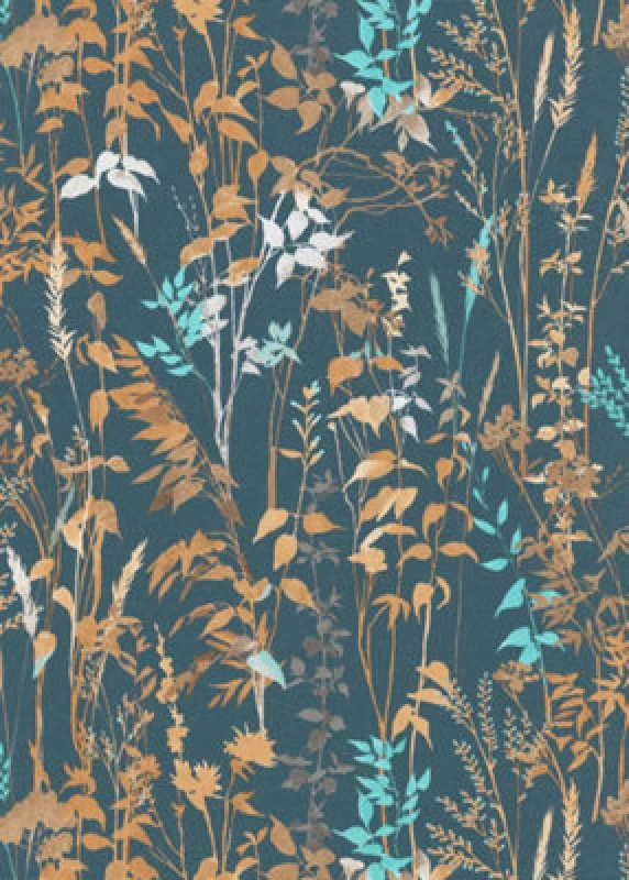 Image of Erismann Cottage Garden Embossed Blue Vinyl