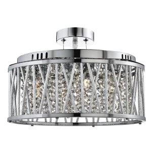 Image of 5 Light Ceiling Pendant Chrome with Crystals, G9