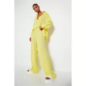 Image of I Saw It First Lemon Crinkle Oversized Wide Leg Trousers - Yellow