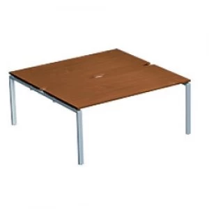 Image of Rectangular Back to Back Desk with Walnut Melamine Top and Silver Frame 4 Legs Adapt II 1600 x 1600 x 725mm