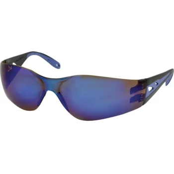 Image of Wraparound Blue Mirror Lens Safety Glasses - Tuffsafe