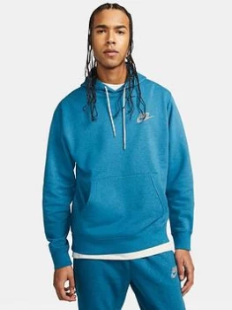 Image of Nike NSW Revival Fleece Pullover Hoodie - Blue Size M, Men