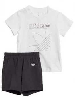 Image of Adidas Originals Badge Shorts And Tee Set - White/Black