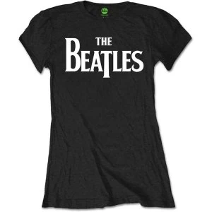 Image of The Beatles - Drop T Logo Womens Medium T-Shirt - Black