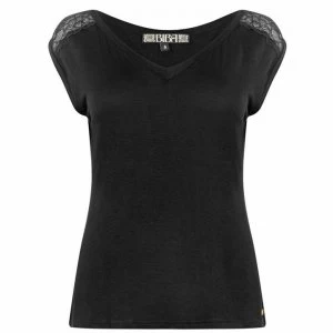 Image of Biba Lace Trim Pyjama Top - Black