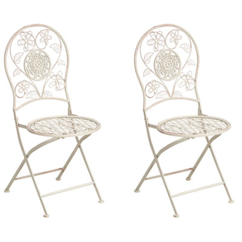 Image of Beliani Set Of 2 Garden Chairs Yaviza Folding Metal Light Beige