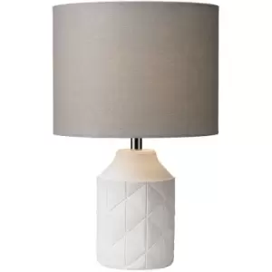 Image of Lighting & Interiors Calvin Table Lamp White / Grey Shade