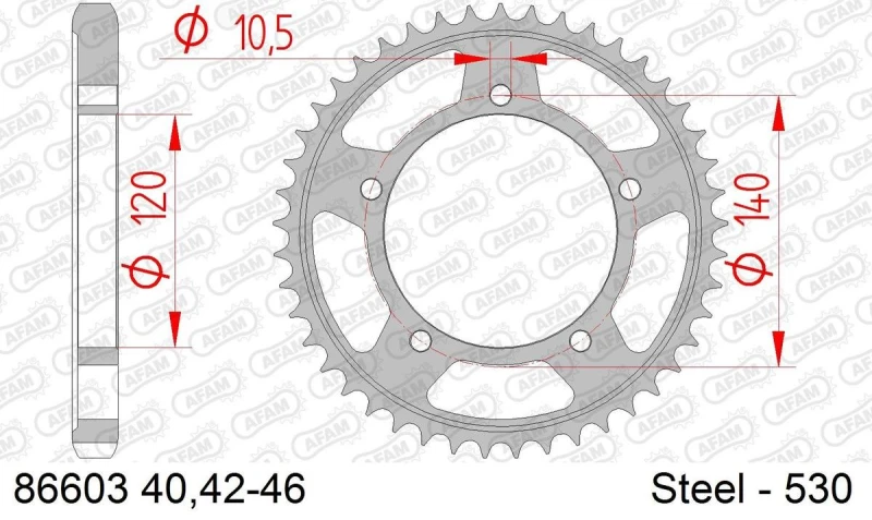 Image of AFAM 86603-42 Chain Sprocket Steel Chain Sprocket (5479)