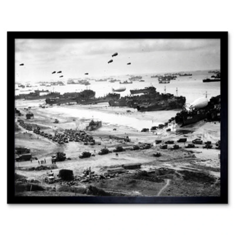 Image of Artery8 Wwii War Us Landing Ships Omaha Beach D-Day 1944 Framed Wall Art Print