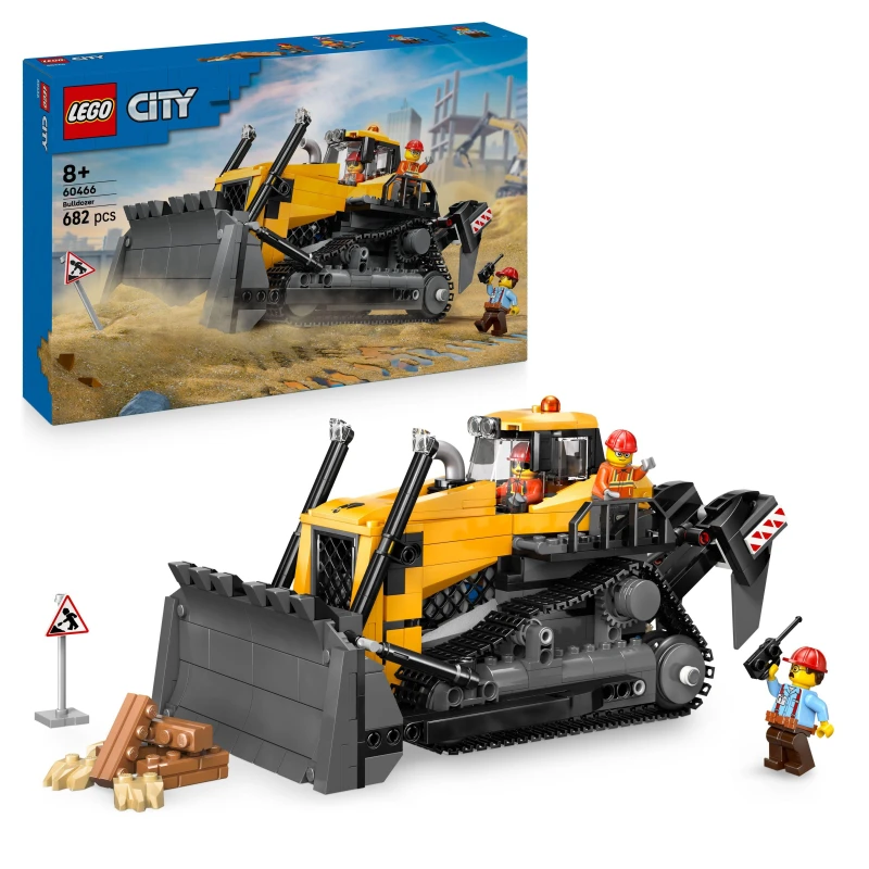 Image of LEGO City Yellow Bulldozer Construction Vehicle Toy 60466